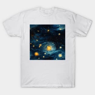 Van Gogh Starry Night Outer Space Pattern 25 T-Shirt